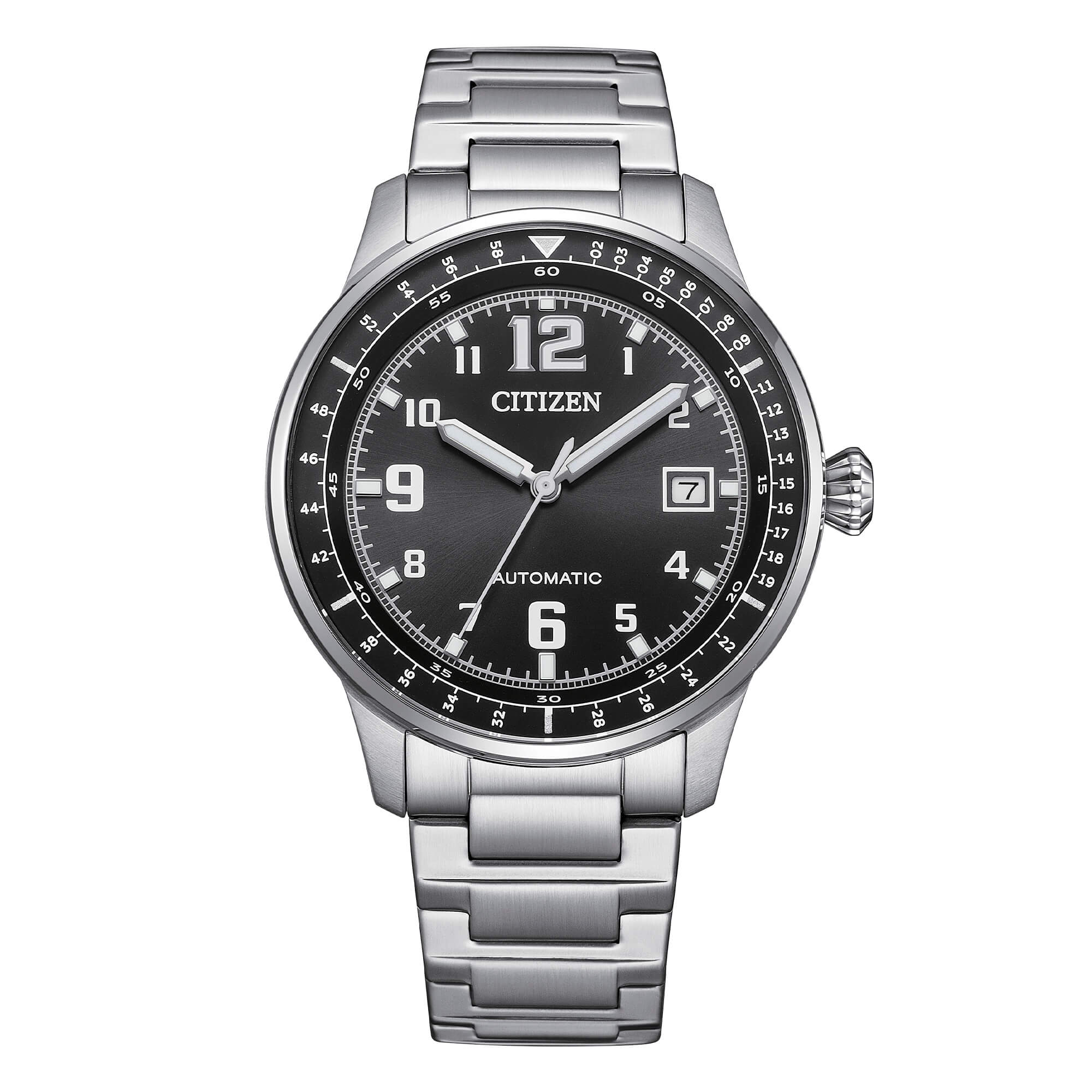 Orologio Uomo Citizen Automatico Nero Pilot Acciaio Data NJ0190-51E